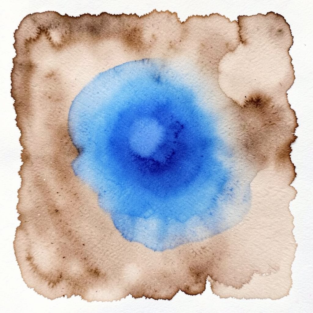 Warm brown and teal watercolour wash evoking natural fibres, wood, and craft materials.