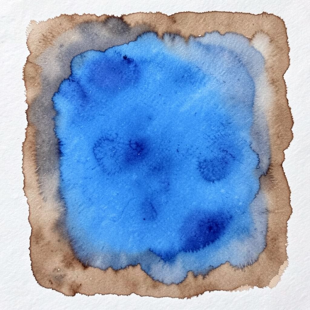 Soft watercolour wash in earthy brown tones, calm and grounded